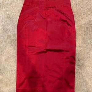 Bebe Red Satin Pencil Skirt - Size 00